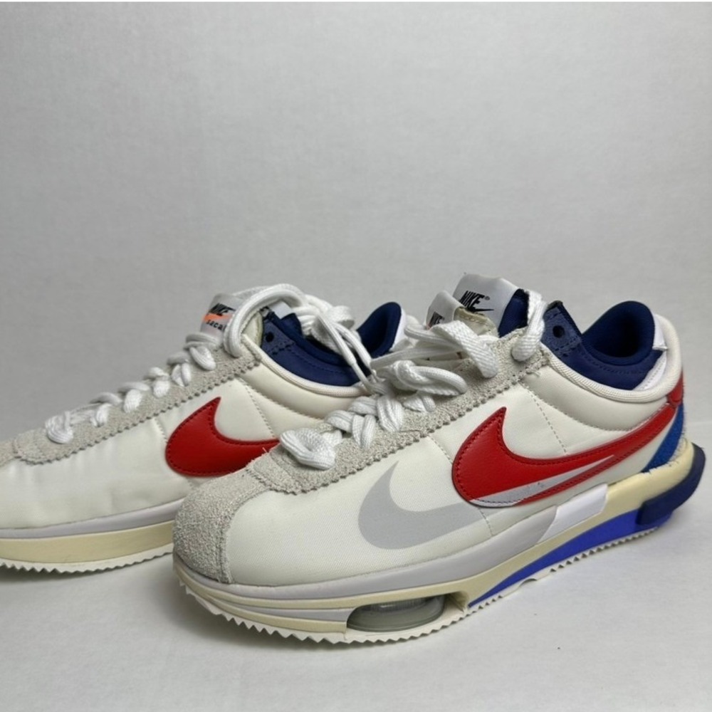 Nike x Sacai Zoom Cortez SP Mens 7.5 White University Red Blue DQ0581-100 NWOB